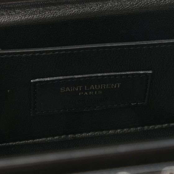 SAINT LAURENT Patent Jerry Cube Box Clutch Black 1005418