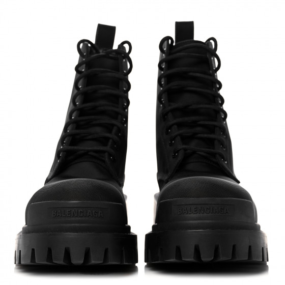 BALENCIAGA Nylon Womens Strike 20mm Lace Up Boots 37 Black