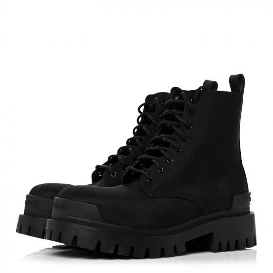 BALENCIAGA Nylon Womens Strike 20mm Lace Up Boots 37 Black