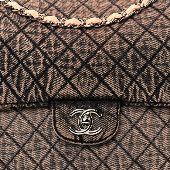 CHANEL Denim Quilted Denimpression XXL Flap Rose Clair