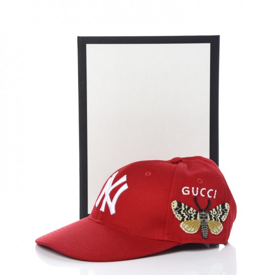 GUCCI X MLB Cotton NY Yankees Baseball Hat 57-61 Red 316172