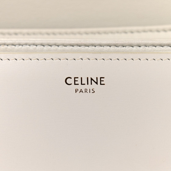CELINE Shiny Calfskin Medium Triomphe White 989817