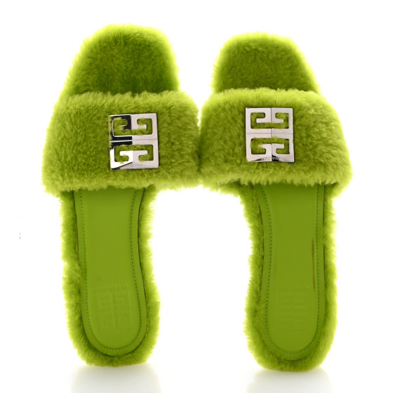GIVENCHY Wool 4G Logo Mule Slide Sandals 40 Citrus Green