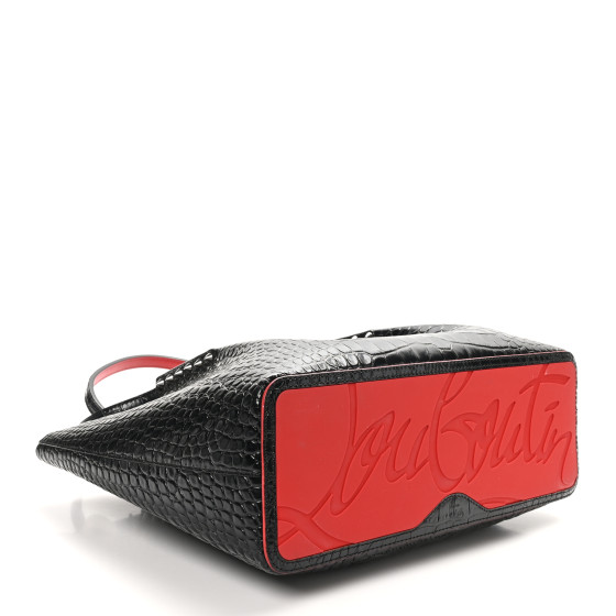 CHRISTIAN LOUBOUTIN Crocodile Embossed Calfskin Spiked Small