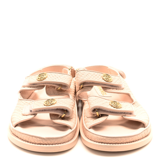 CHANEL Calfskin Printed Velcro Dad Sandals 41 Pink 1657585