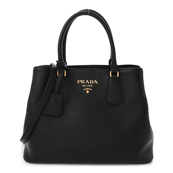 【PRADA】VITELLO PHENIX SHOULDER BAG PRADA Vitello Phenix Leather Shoulder Bag Black