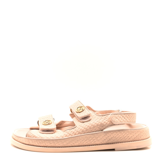CHANEL Calfskin Printed Velcro Dad Sandals 41 Pink 1657585