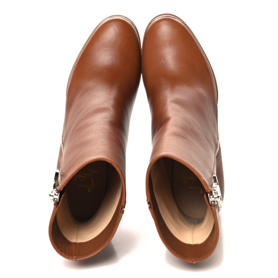 CHRISTIAN LOUBOUTIN Calfskin CL Zip Booty 70 Ankle Boots 37