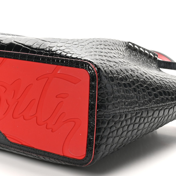 CHRISTIAN LOUBOUTIN Crocodile Embossed Calfskin Spiked Small