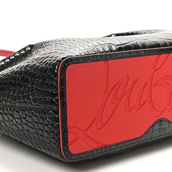 CHRISTIAN LOUBOUTIN Crocodile Embossed Calfskin Spiked Small