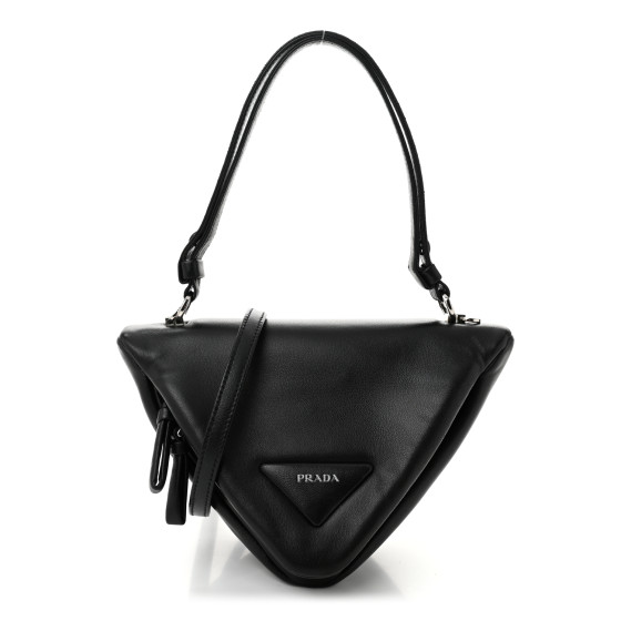 【PRADA】PADDED NAPPA CROSSBODY BAG PRADA Nappa Padded Signaux Triangle Crossbody Black 1657995