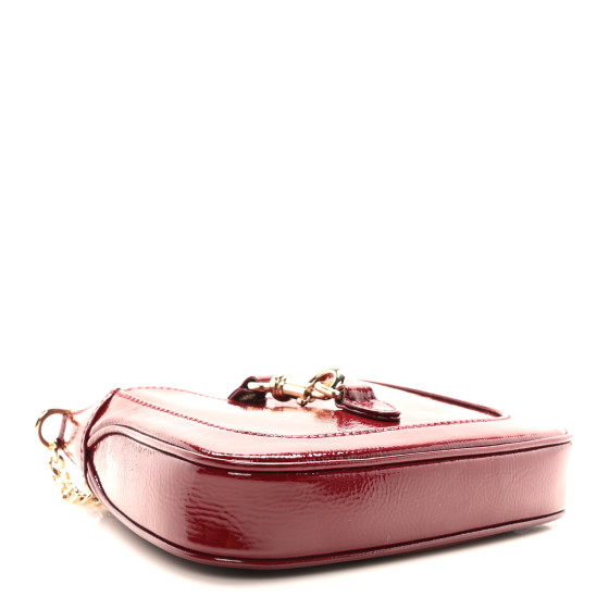 GUCCI Crinkled Patent Mini Jackie Notte Bag Rosso Ancora Red
