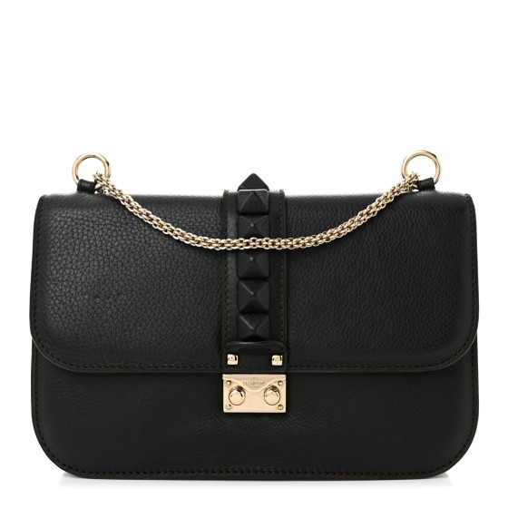 【 VALENTINO GARAVANI 】ショルダーバッグ a2441 VALENTINO GARAVANI Pebbled Calfskin Monochrome Medium Glam
