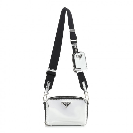 ★ PRADA ★ SPAZZOLATO ショルダーバッグ PRADA Spazzolato Small Brique Crossbody Bag Argento 970650