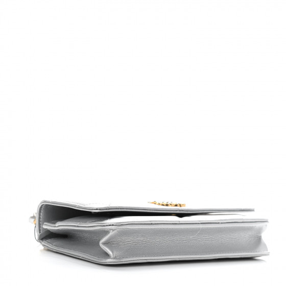 CHANEL Metallic Lambskin Quilted Chanel 19 Wallet On Chain