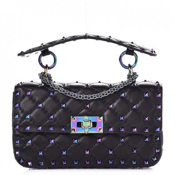 VALENTINO バッグ Valentino // Black Rockstud Rolling Drawstring Crossbody Bag