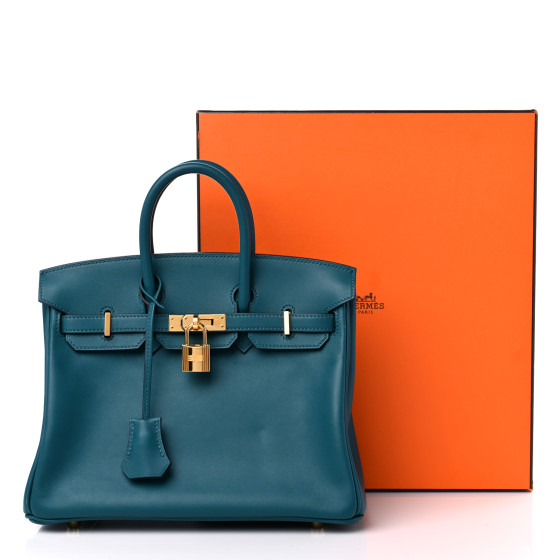 HERMES Swift Birkin 25 Vert Bosphore 1219270 | FASHIONPHILE