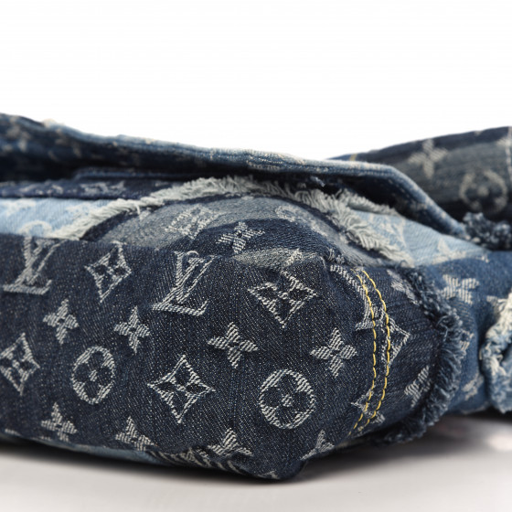 LOUIS VUITTON Denim Patchwork Posty Messenger Bag Blue