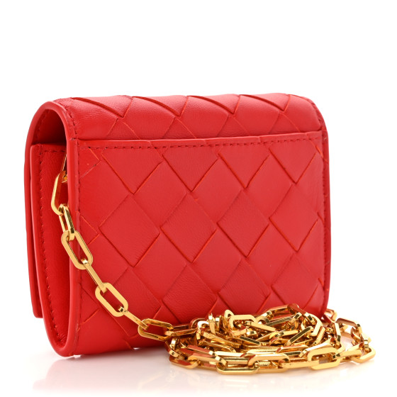 BOTTEGA VENETA Nappa Intrecciato Trio Card Case On Chain