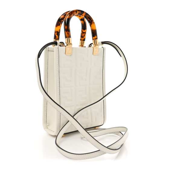 トートバッグ [Fendi] Sunshine Shopper Leather Mini Bag White FENDI Mini Sunshine Tote Bag | White | FARFETCH