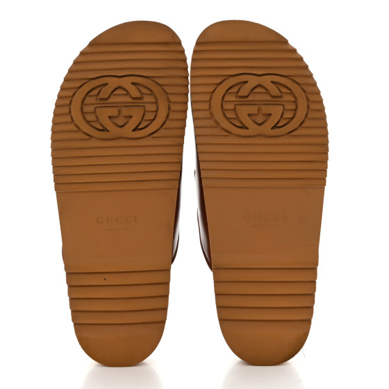 GUCCI Jakarta Calfskin Womens Horsebit Slippers 36.5 Brown