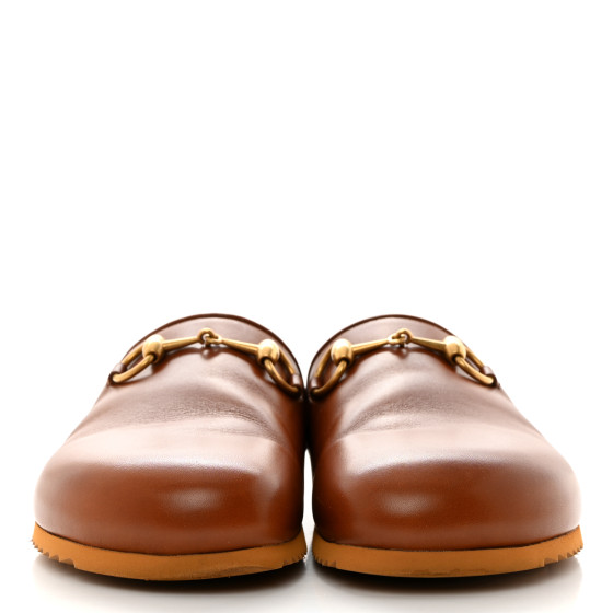 【関税&送料込】Gucci Brown Suede Slippers GUCCI Sol horsebit-detailed debossed shearling-trimmed suede