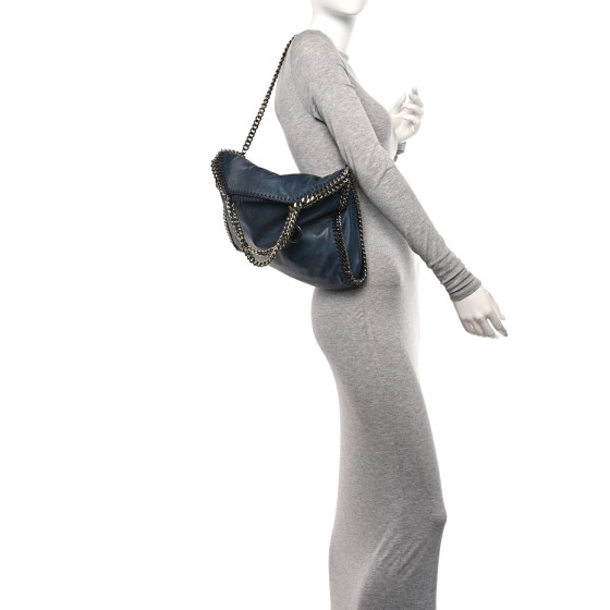 STELLA MCCARTNEY Shaggy Deer Small Falabella Tote Blue