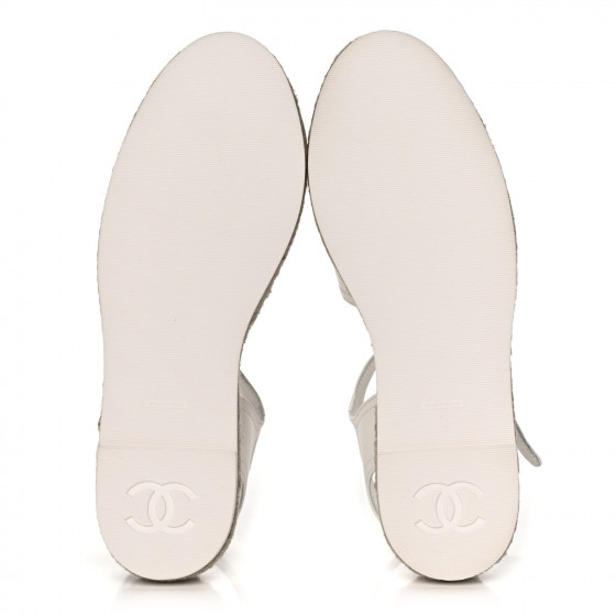 最終価格✨✨CHANEL espadrille エスパ37 CHANEL Lambskin Cap Toe CC Espadrille Sandals 37 White Black
