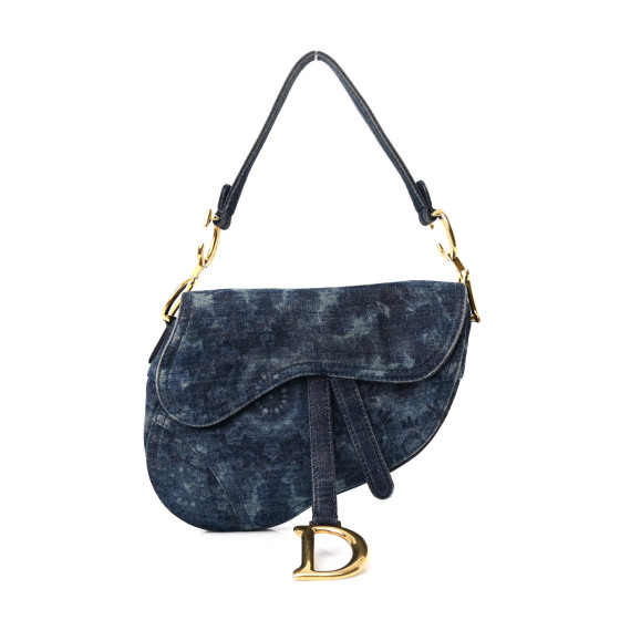 Christian Dior デニム ショルダーバッグ CHRISTIAN DIOR Denim Tie Dye Saddle Bag Blue 1643018