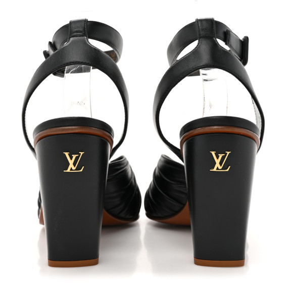 LOUIS VUITTON Lambskin Olympia Platform Sandals 40 Black