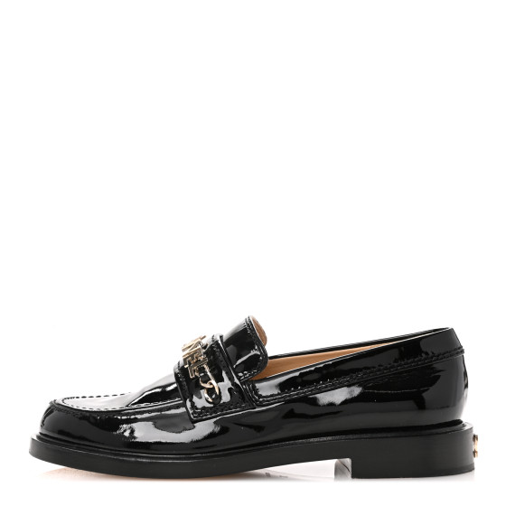 CHANEL エナメル ブラック ローファー 36サイズ CHANEL Shiny Calfskin Logo Loafers 36 Black 1645439