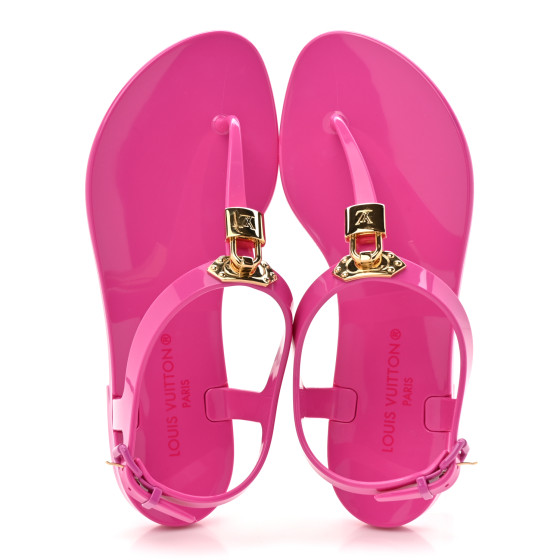 LOUIS VUITTON Rubber Bikini Thong Flat Sandals 36 Fuchsia