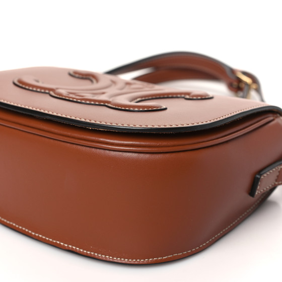 CELINE Smooth Calfskin Cuir Triomphe Folco Crossbody Bag Tan