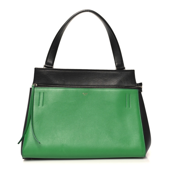 CELINE Smooth Calfskin Medium Edge Shoulder Bag Black Green