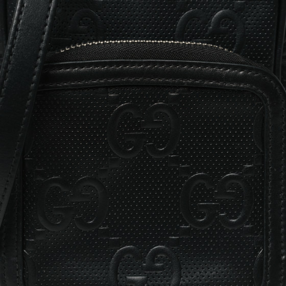 GUCCI Calfskin GG Tennis Embossed Mini Double Zip Messenger