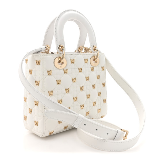 CHRISTIAN DIOR Lambskin Cannage Butterfly Studs Small Lady