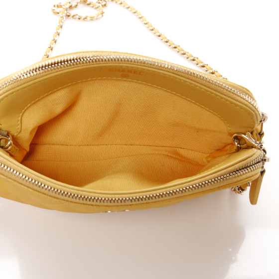 CHANEL Caviar Quilted Small Clutch With Chain Yellow 1644824