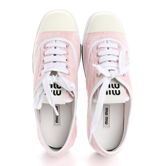 スニーカー MIU MIU  Sneakers Women Fabric Pink/Alabaster Miu Miu Terry-Cloth low-top sneakers - ShopStyle