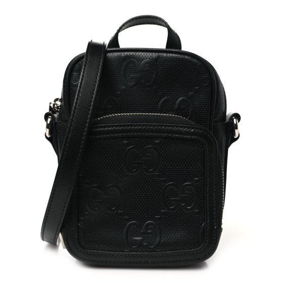 【GUCCI 】GG Tennis 20 Embossed Strap Pouch Clutch Bag GUCCI Calfskin GG Tennis Embossed Mini Double Zip Messenger