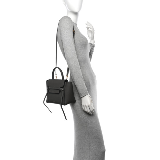 CELINE Grained Calfskin Nano Belt Bag Grey