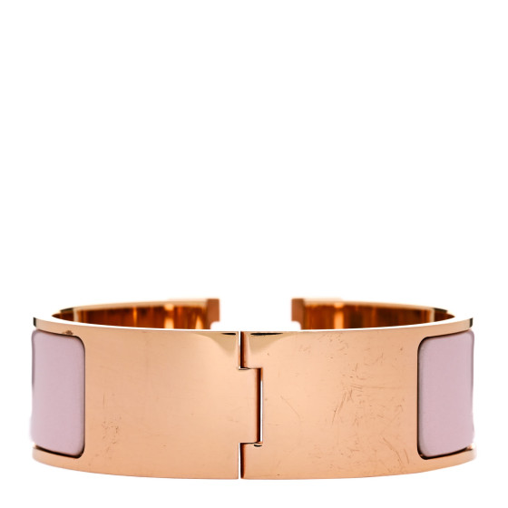 HERMES Enamel Wide Clic Clac H PM Bracelet Rose Candeur