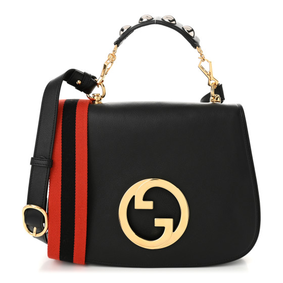 GUCCI Roxy Calfskin Web Medium Studded Blondie Shoulder Flap
