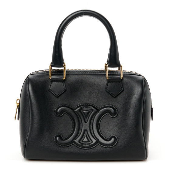 CELINE Smooth Calfskin Triomphe Small Boston Bag Black