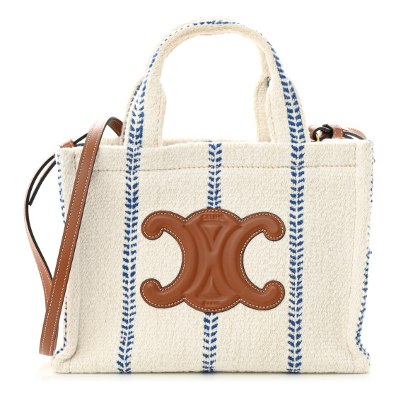 CELINE スモール トリオンフ ストライプバッグ_Cabas Thais CELINE Canvas Calfskin Stripe Triomphe Small Cabas Thais