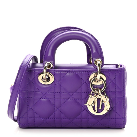 CHRISTIAN DIOR Lambskin Cannage Micro Lady D-Joy Purple