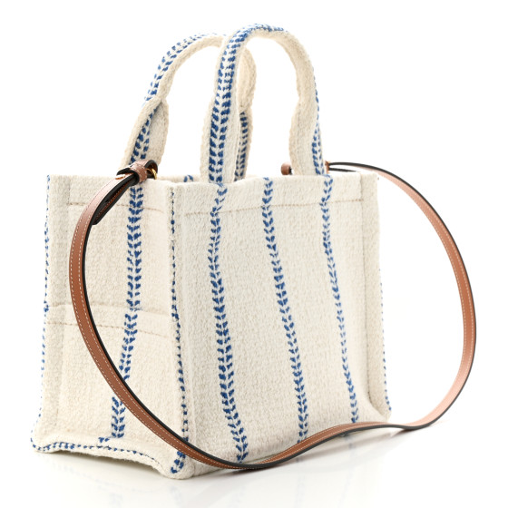 CELINE Canvas Calfskin Stripe Triomphe Small Cabas Thais