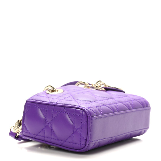 CHRISTIAN DIOR Lambskin Cannage Micro Lady D-Joy Purple