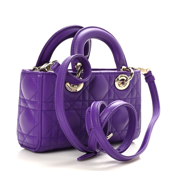 CHRISTIAN DIOR Lambskin Cannage Micro Lady D-Joy Purple