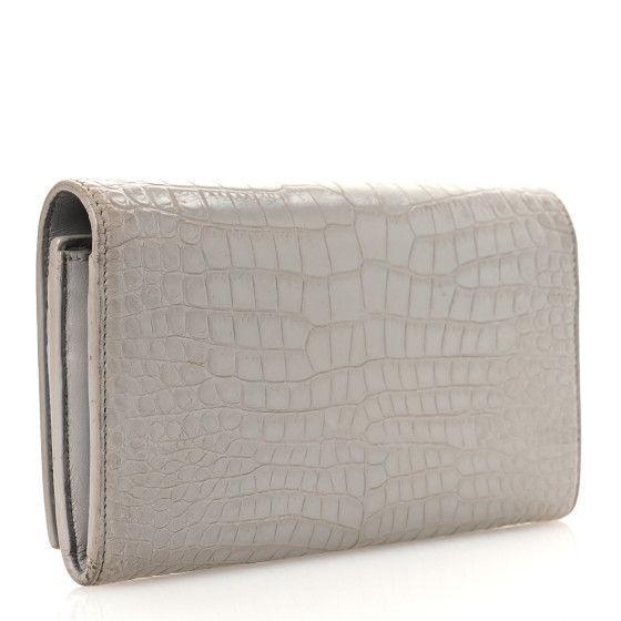 【美品】SAINT LAURENT CROCODILE WALLET Saint Laurent YSL Monogram Small Wallet on Chain in Croc