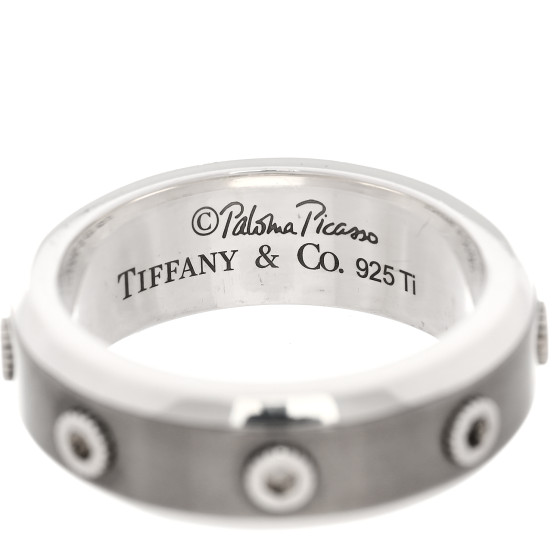 TIFFANY Sterling Silver Titanium Turbo Band Ring 62 10